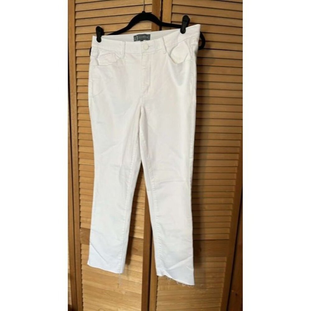Wit & Wisdom Ab-Solution High Rise Vintage Skinny Jeans w/Raw Hems in WHite SZ12